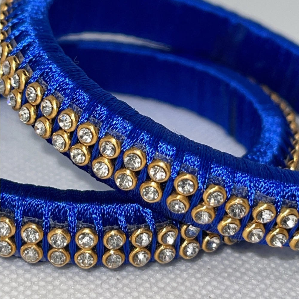 Blue Orange Indian Thread Bangles - image 4